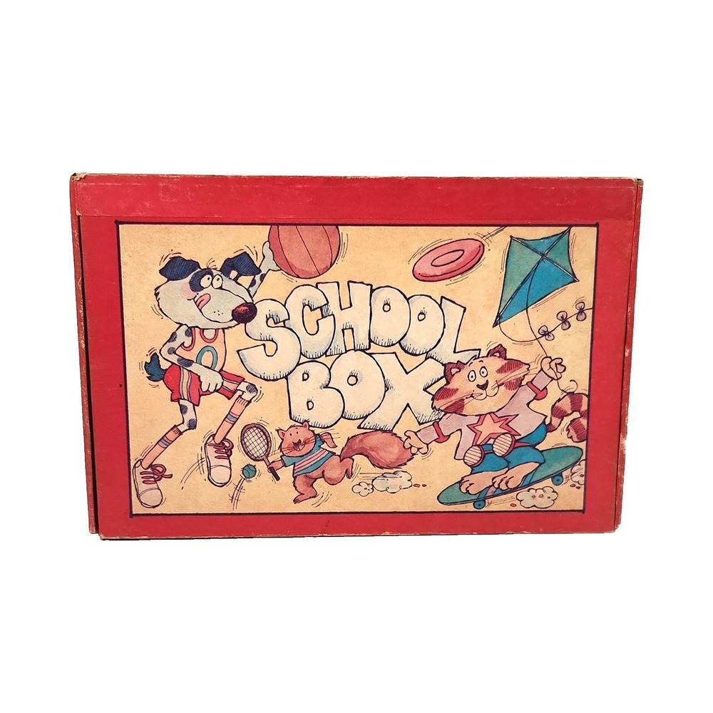 1980 VTG General Box Company School Box Cardboard Pencil Case Retro Animals